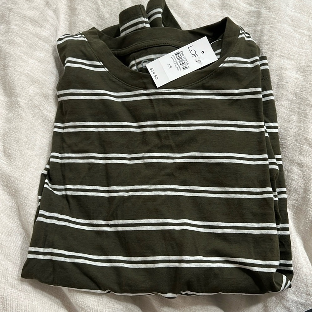 Long sleeve dark green striped shirt from LOFT
